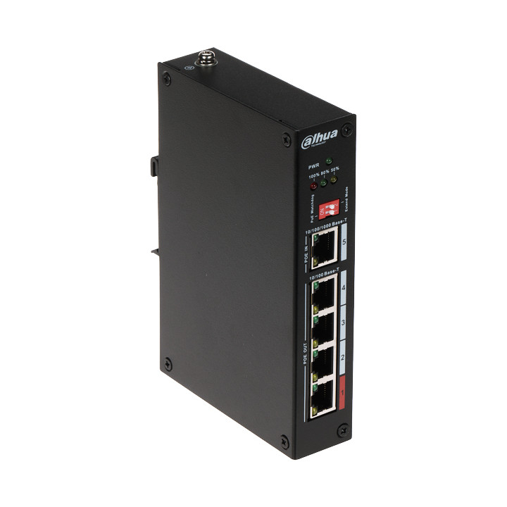 Dahua PFT1500 5 portu PoE pagarinātājs ar 4 PoE izejām un 1 PoE ieeju