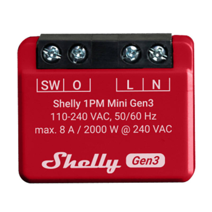 Shelly 1PM Mini GEN3, одноканальный интеллектуальный релейный переключатель WiFi с измерителем мощности (8А) - Sonoff, SmartWise