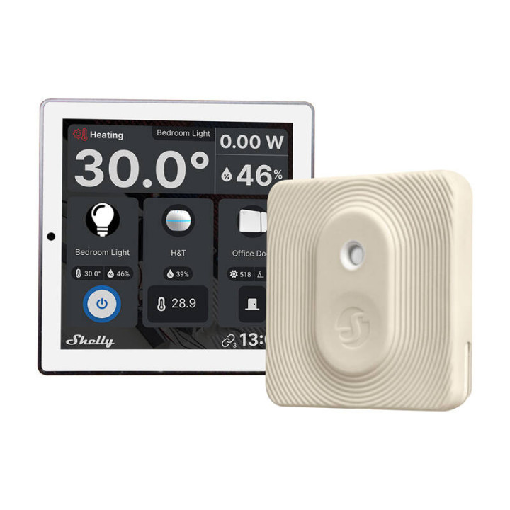 Shelly Wall Display WiFi/BLU (valkoinen) + BLU H&T (Ivory) -setti