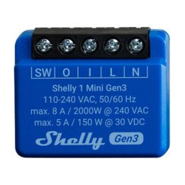 Shelly 1 Mini GEN3, одноканальный интеллектуальный релейный переключатель WiFi (8A) — Sonoff, SmartWise, Shelly оптовая продажа 