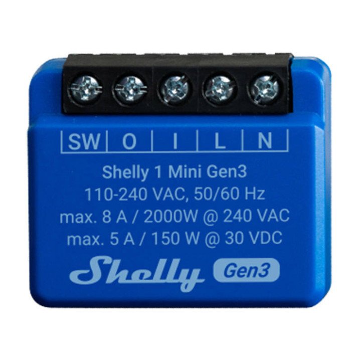 Shelly 1 Mini Gen3 Smart Relay Controller, WiFi/Bluetooth
