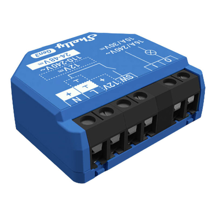 Shelly 1 одноканальный модуль интеллектуального реле GEN3 Wi-Fi (16A) - Sonoff, SmartWise, Shelly оптовая продажа в ЕС