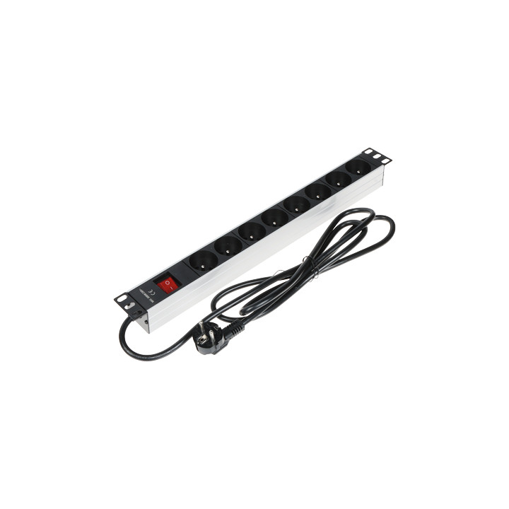 PD-8/RACK 19" 1U statīva strāvas sadalītājs 8 kontaktligzdas