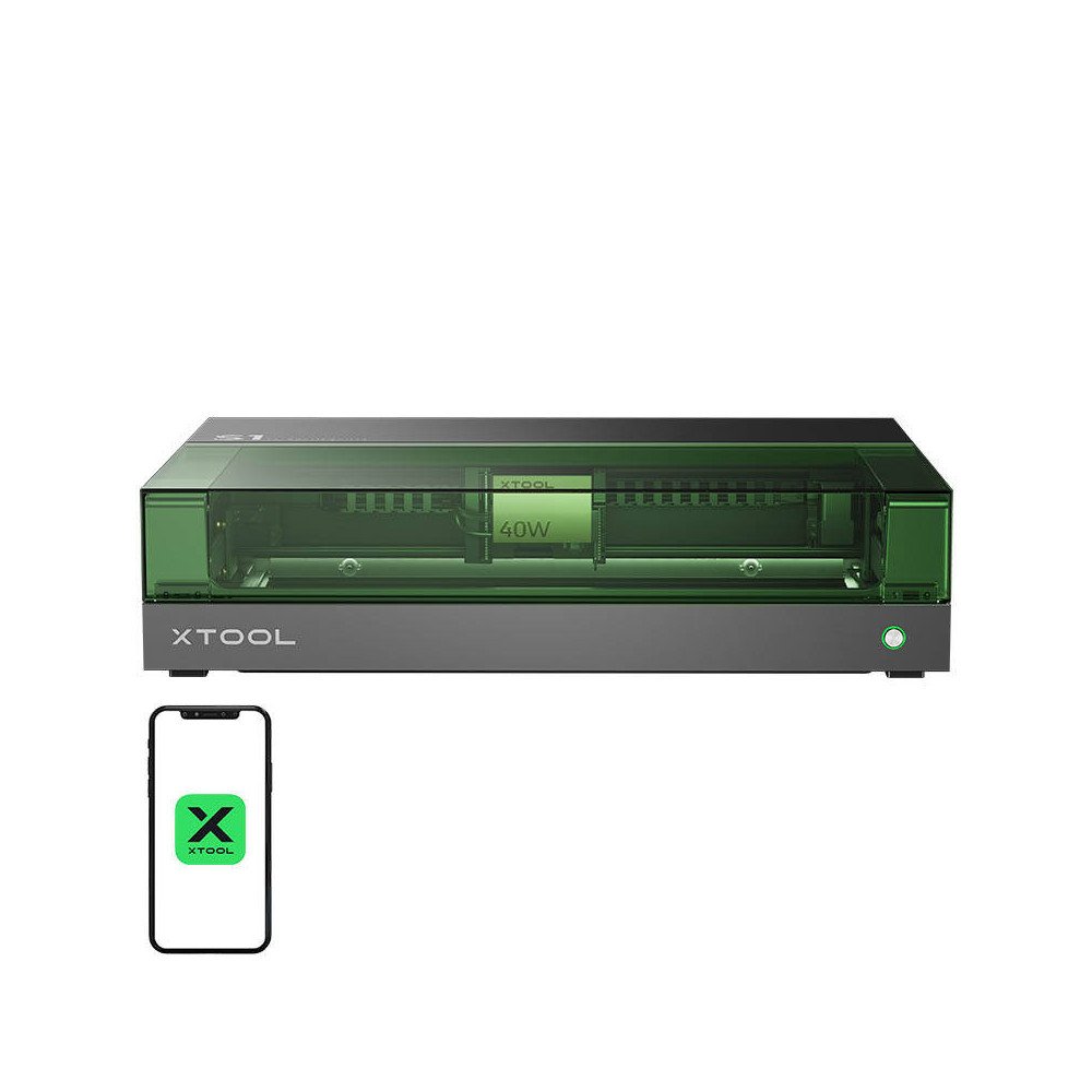 2 viename lazerinio graviravimo masina xTool S1 40W Basic (juoda)
