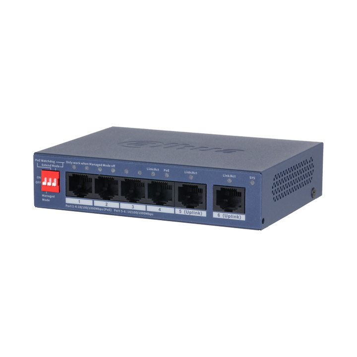 DAHUA CS4006-4GT-36 PoE slēdzis 4 porti 36W
