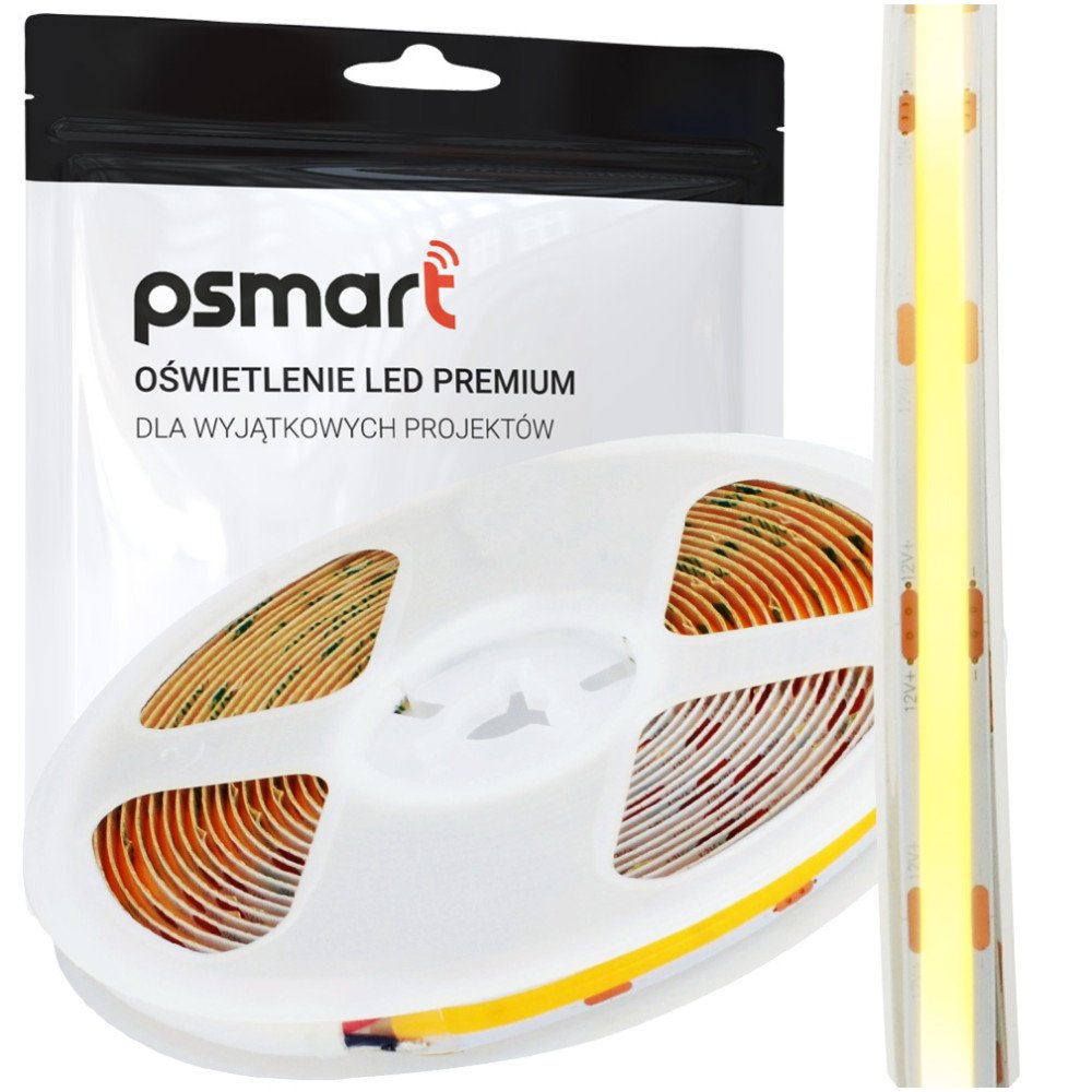 PSMART Tasma LED COB 12V WW 3000K IP20 8mm 480led/m 5m