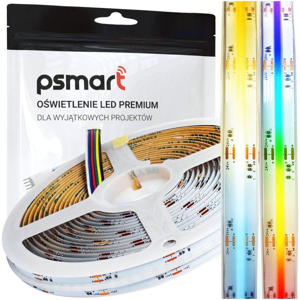 PSMART LED-ribavalgusti COB 24V RGB+CCT | IP20 | 12 mm | 840 LED/m | 5 m