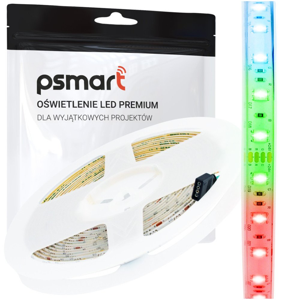 PSMART Tasma Pasek LED 24V RGB 5050 IP65 10mm 60led/m 5m
