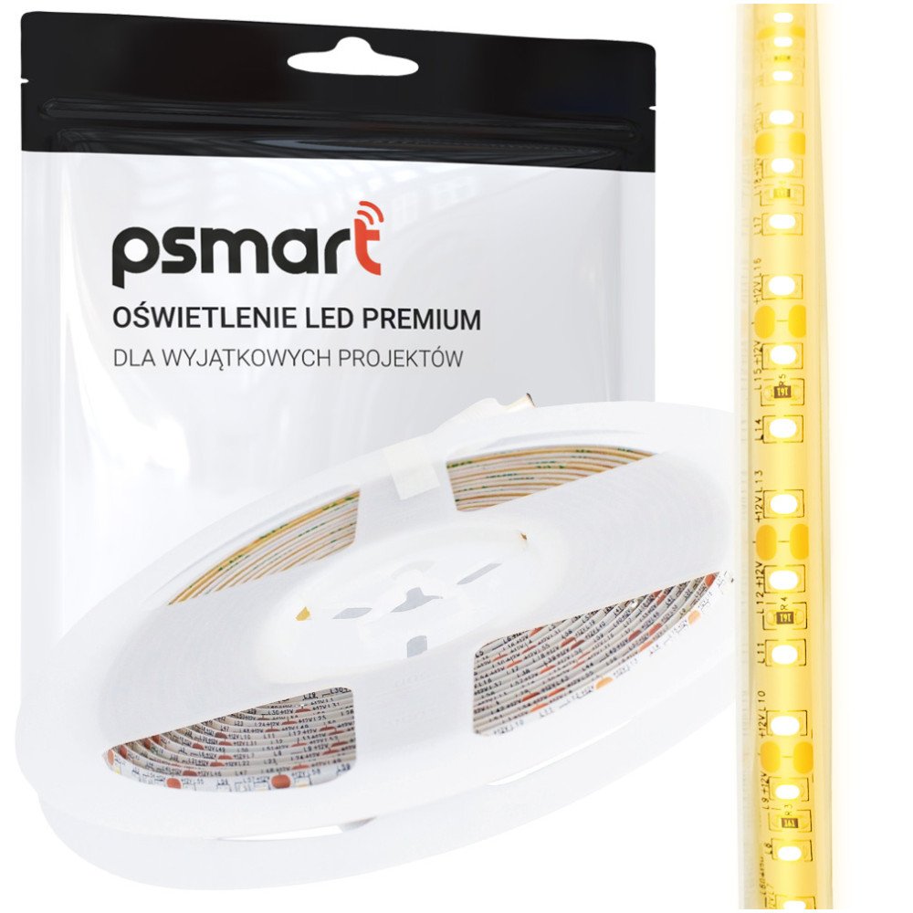 PSMART Tasma Pasek LED 12V WW 3000K 2835 IP65 8mm 120led/m 5m