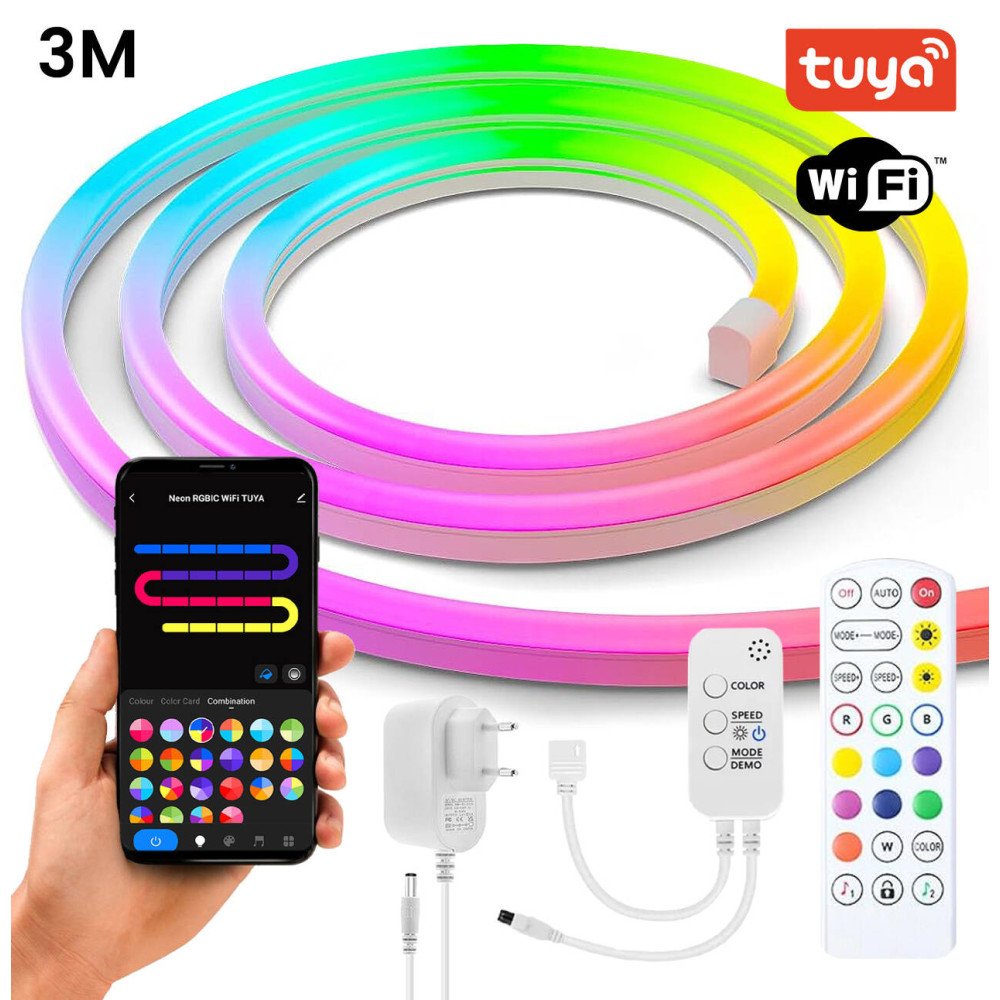 Neon PRO RGBIC LED 3M 21W IP65 + Pilot WiFi TUYA