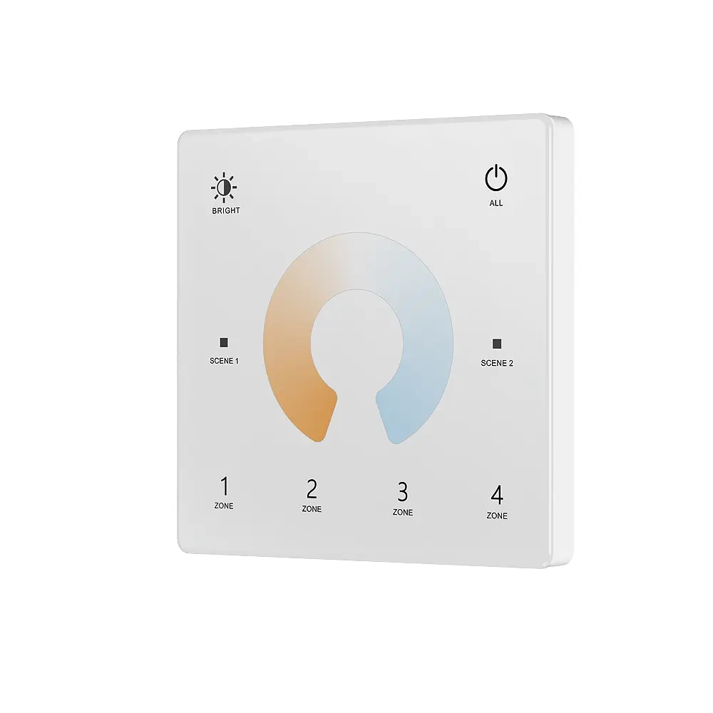Kaugjuhtimispult CCT LED-paneel ohuke valge seinale kinnitatav 4-tsooniline LED RF 2,4 GHz SD-seeria