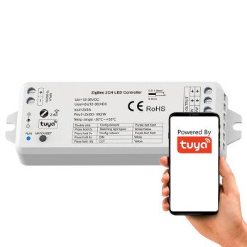 MONO CCT LED valdiklis 2*5A 12-36V jungiklis SD serija ZigBee +RF HUE TUYA