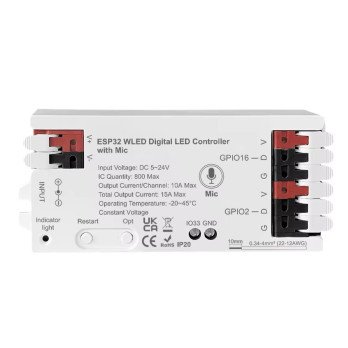 Kontroler LED RGBCCT 10A ESP32 mikrofonas WLED