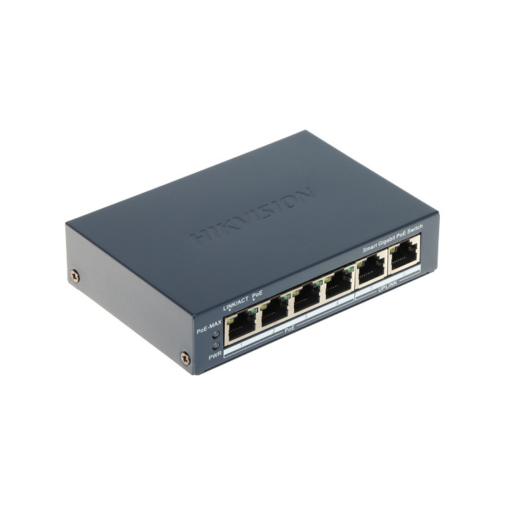 Hikvision DS-3E1506P-EI 4 portu Gigabit viedais PoE slēdzis