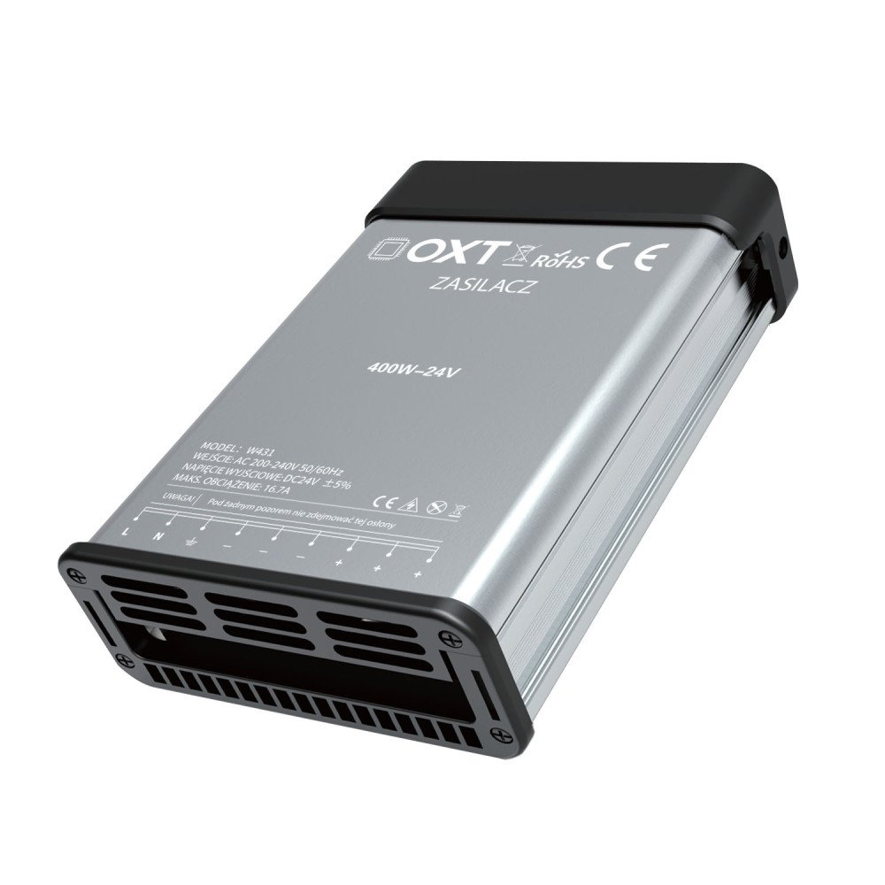 OXT LED barosanas avots 24V 400W 16.7A PRO ara lietus necaurlaidigs