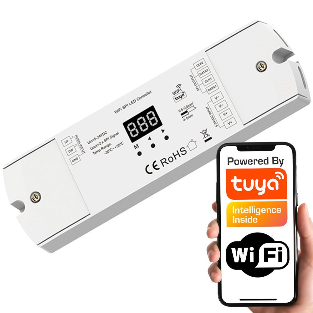 LED NEON RGBIC -ohjain 5V24V portaat 2x painike SD-sarjan WiFi TUYA