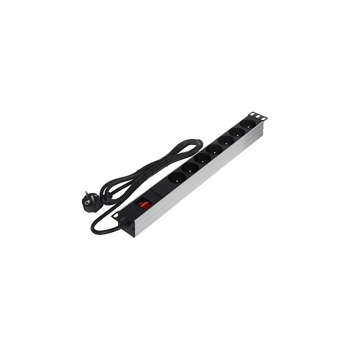 PD-7/RACK 19" 1U plaukta PDU 7 ligzdas