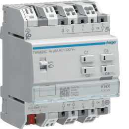 Hager TYA624C KNX lähtömoduuli 4 ikkunaluukun / kaihtimen 230V