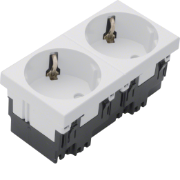 Hager ESR2339010 2-Gang Socket Outlet, Rastec 33°, Pure White