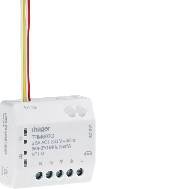 Hager TRM692G KNX Blind/Shutter Actuator Module, 1 Output 3A + 2 Inputs