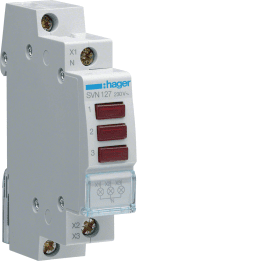 Hager SVN127 punainen kolminkertainen merkkivalo 230V AC