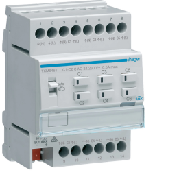 Hager TXM646T KNX apsildes izpildmehānisms, 6 kanālu, vienkāršs, 24/230V