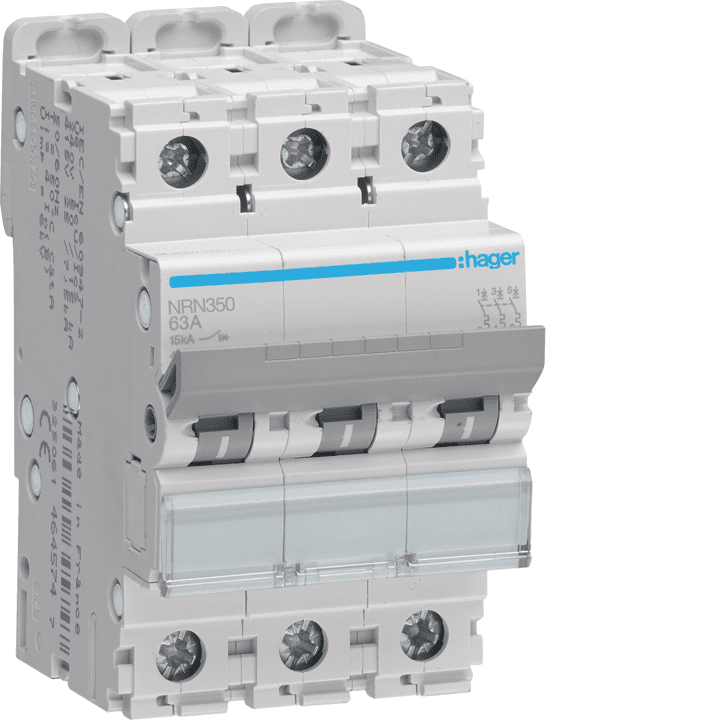 Hager NRN350 MCB 3P 15kA C-50A 3M