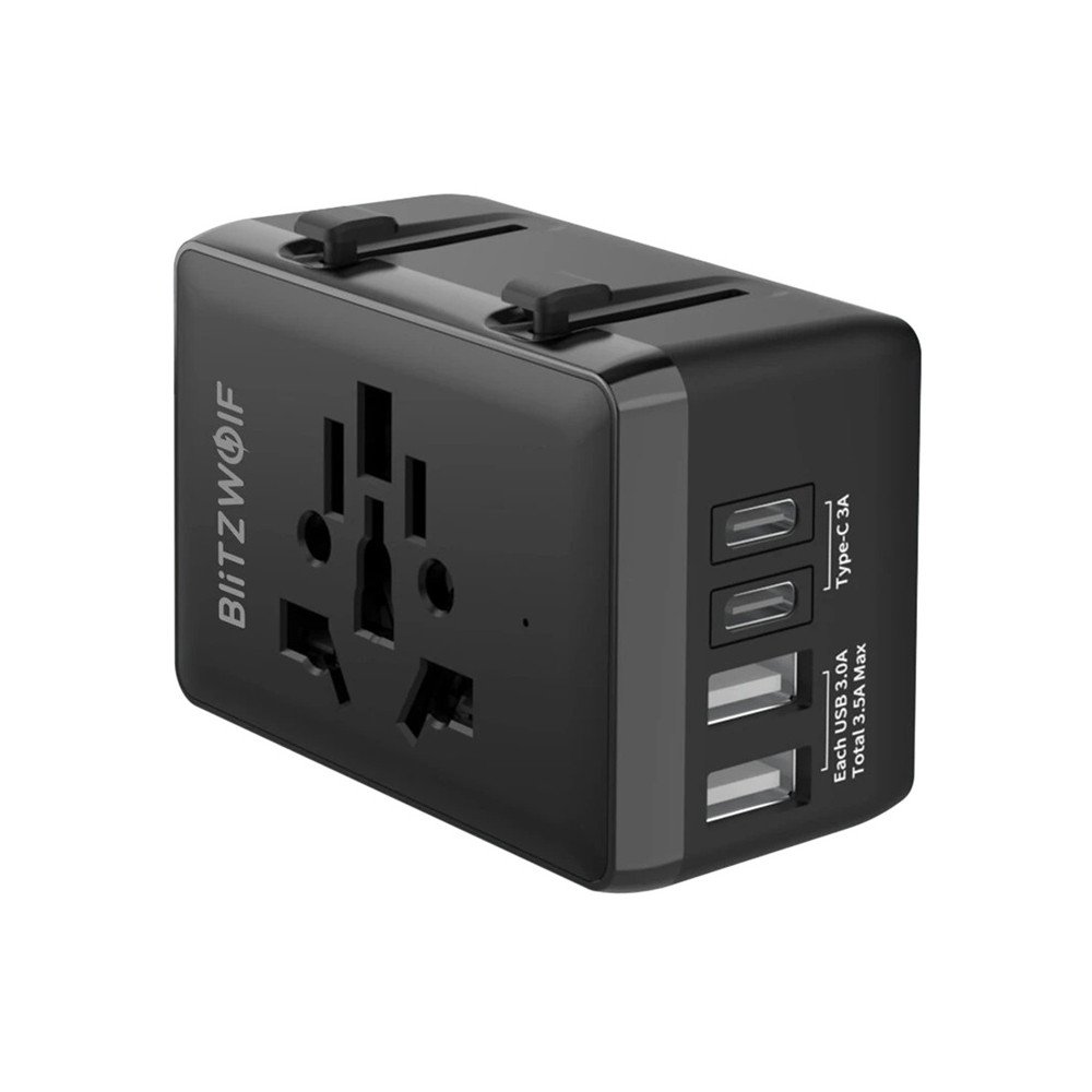Blitzwolf BW-TA1 4-in-1 reisiadapter 2xUSB + C + PD 20W