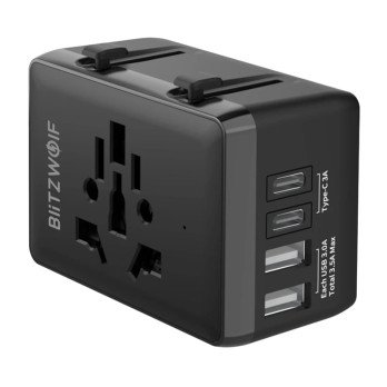 Blitzwolf BW-TA1 4-in-1 reisiadapter 2xUSB + C + PD 20W