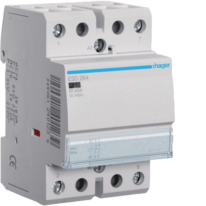 Hager ESD264 Modular Contactor 63A, 2NC, 24V