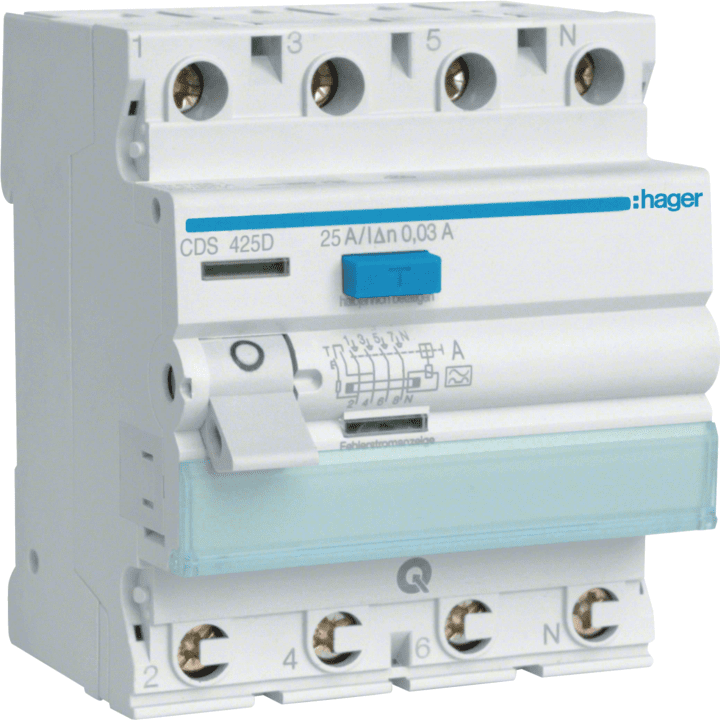 Hager CDS425D RCCB 4P 25A 30mA Type A
