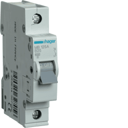 Hager MBS125 MCB 1P B-Curve 25A 6kA