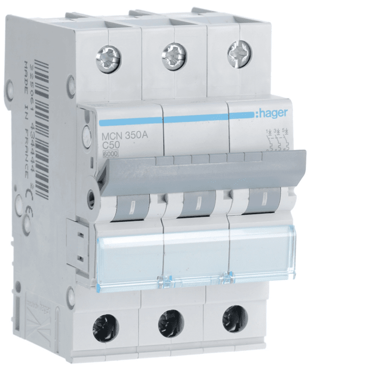 Hager MCN350 MCB 3P C-Curve 50A 6kA