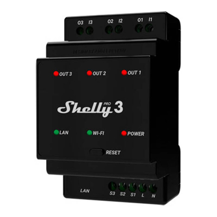 Shelly PRO 3 WiFi + Ethernet 3 grupu viedais releja slēdzis ar DIN sliedes atbalstu - Sonoff, SmartWise, Shelly ES vairumtirdzni