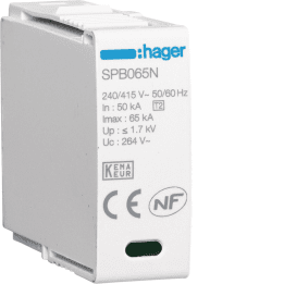 Hager SPB015N N-PE ylijännitesuojakasetti, 20 kA, Imax 65 kA