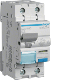 Hager ADA516D RCBO 1P+N 10kA B-16A 30mA A tipas