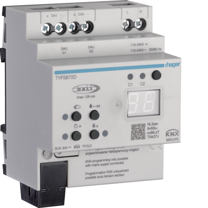 Hager TYFS672D KNX-DALI 2 Gateway, 2 Outputs, Secure