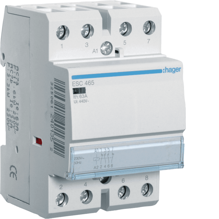 Hager ESC465 kontaktor 63A 2NO+2NC 230V