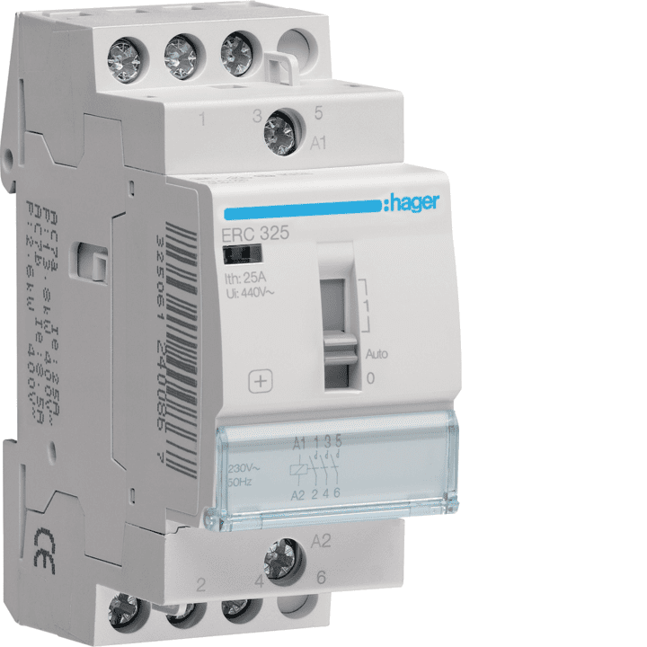 Hager ERC325 Override Contactor 25A 3NO 230V AC
