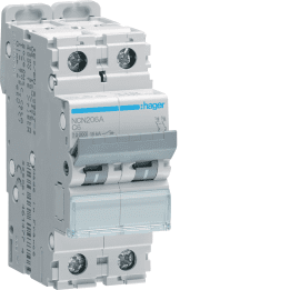 Hager NCN206 MCB 2P C-6A 10kA