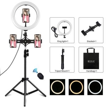 Statiivi kinnitus Puluz 26 cm LED-rongaga Vlogging 1,1 m PKT3070B