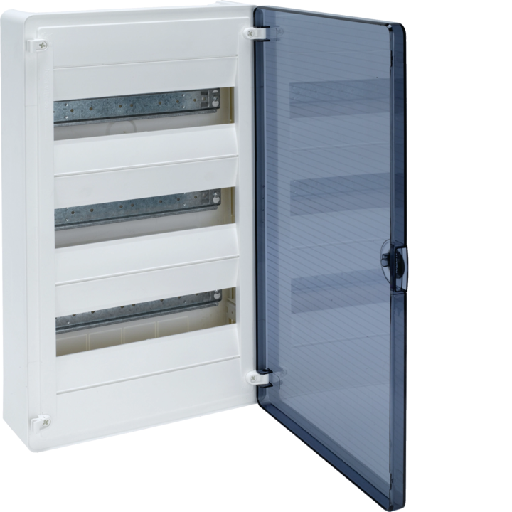 Hager VS312TD Surface Mount Distribution Board, 36 Modules, Transparent Door, IP30