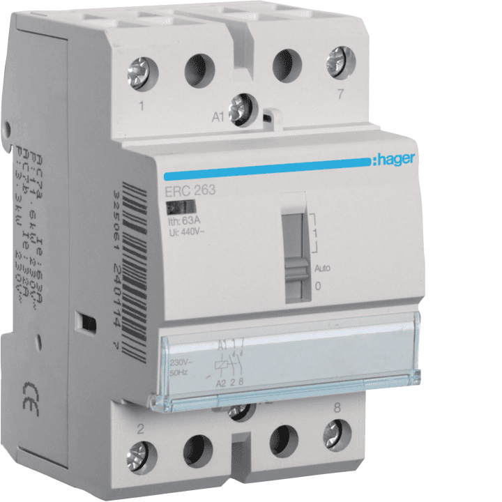Hager ERC263 Override Contactor 63A 2NO 230V