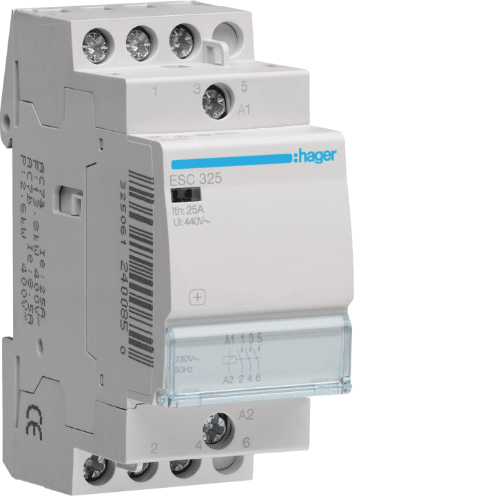 Hager ESC325 Contactor 25A 3NO 230V AC