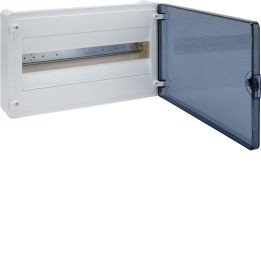 Hager VS118TD Surface-Mounted Distribution Board, 18 Modules, Transparent Door