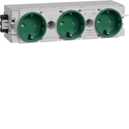 Hager GS30006029 3-Gang Socket Outlet Wago C-Profile Green