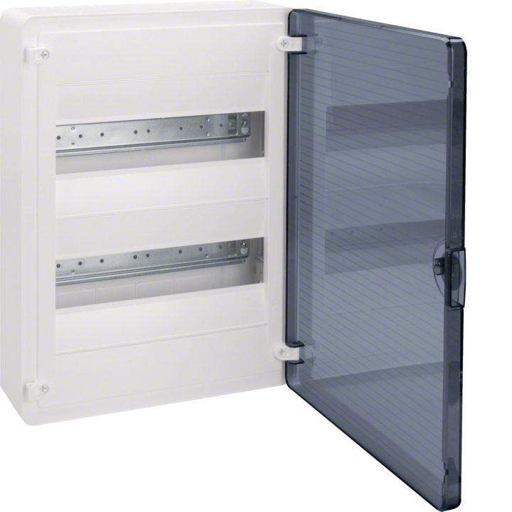 Hager VS212TD Surface-Mounted Distribution Board, 24 Modules, Transparent Door, IP30