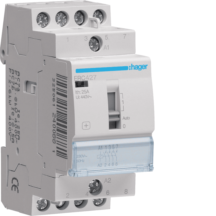 Hager ERC427 nepaisymo kontaktorius 25A 2NO+2NC 230V