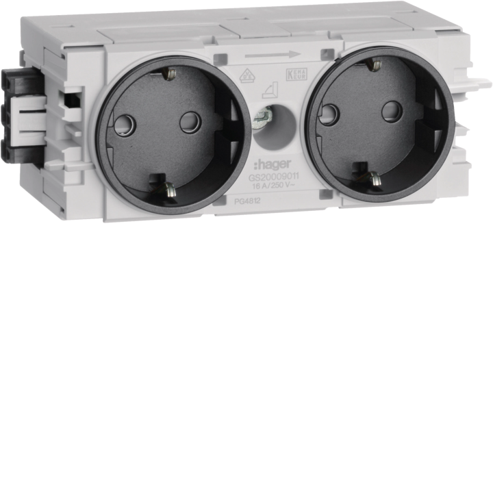 Hager GS20009011 2-Gang Socket-Outlet, White
