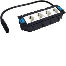 Hager GTV4RW0ROWA325 4-Way Power Strip with Schuko Sockets, 16A, 230V, White
